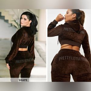 PrettyLittleThing Shape Chocolate Brown Velour Skinny Joggers!